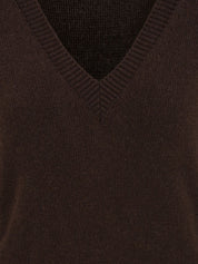 Abito in maglia con scollo a "V" e frange AKEP Donna - Marrone