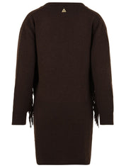 Abito in maglia con scollo a "V" e frange AKEP Donna - Marrone