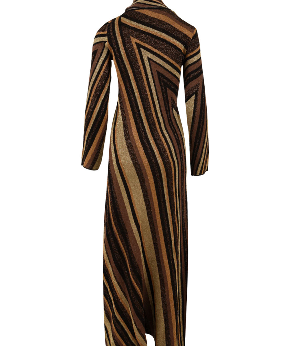 Abito lungo con scollo sciarpa riga diagonale AKEP Donna - Multicolore