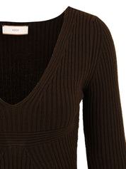 Abito lungo con scollo a "V" AKEP Donna - Marrone