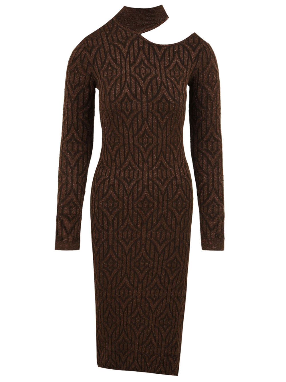 Abito dolcevita in costina logo lurex AKEP Donna - Marrone