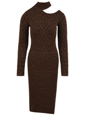 Abito dolcevita in costina logo lurex AKEP Donna - Marrone