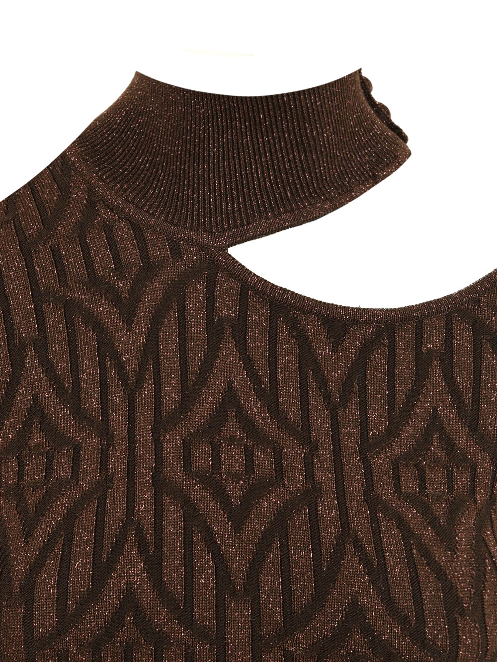 Abito dolcevita in costina logo lurex AKEP Donna - Marrone