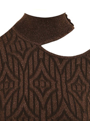 Abito dolcevita in costina logo lurex AKEP Donna - Marrone