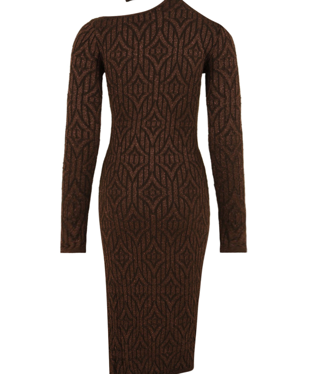 Abito dolcevita in costina logo lurex AKEP Donna - Marrone