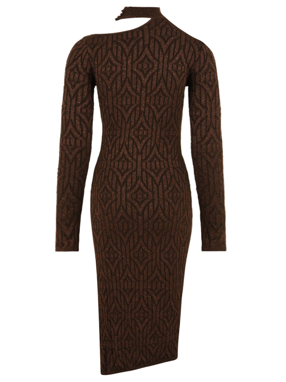 Abito dolcevita in costina logo lurex AKEP Donna - Marrone