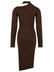 Abito dolcevita in costina logo lurex AKEP Donna - Marrone