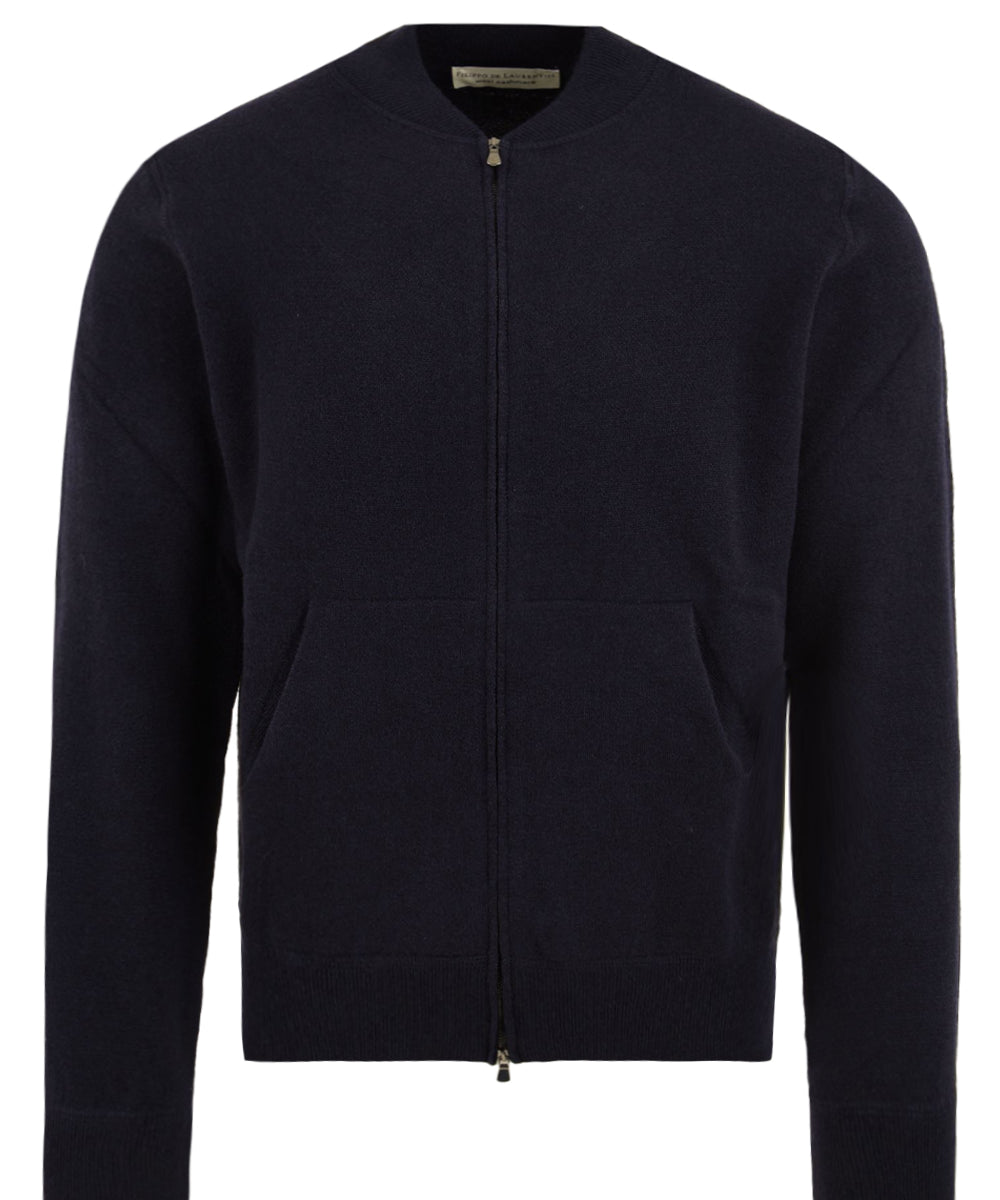 Bomber con zip FILIPPO DE LAURENTIIS Uomo - Blue
