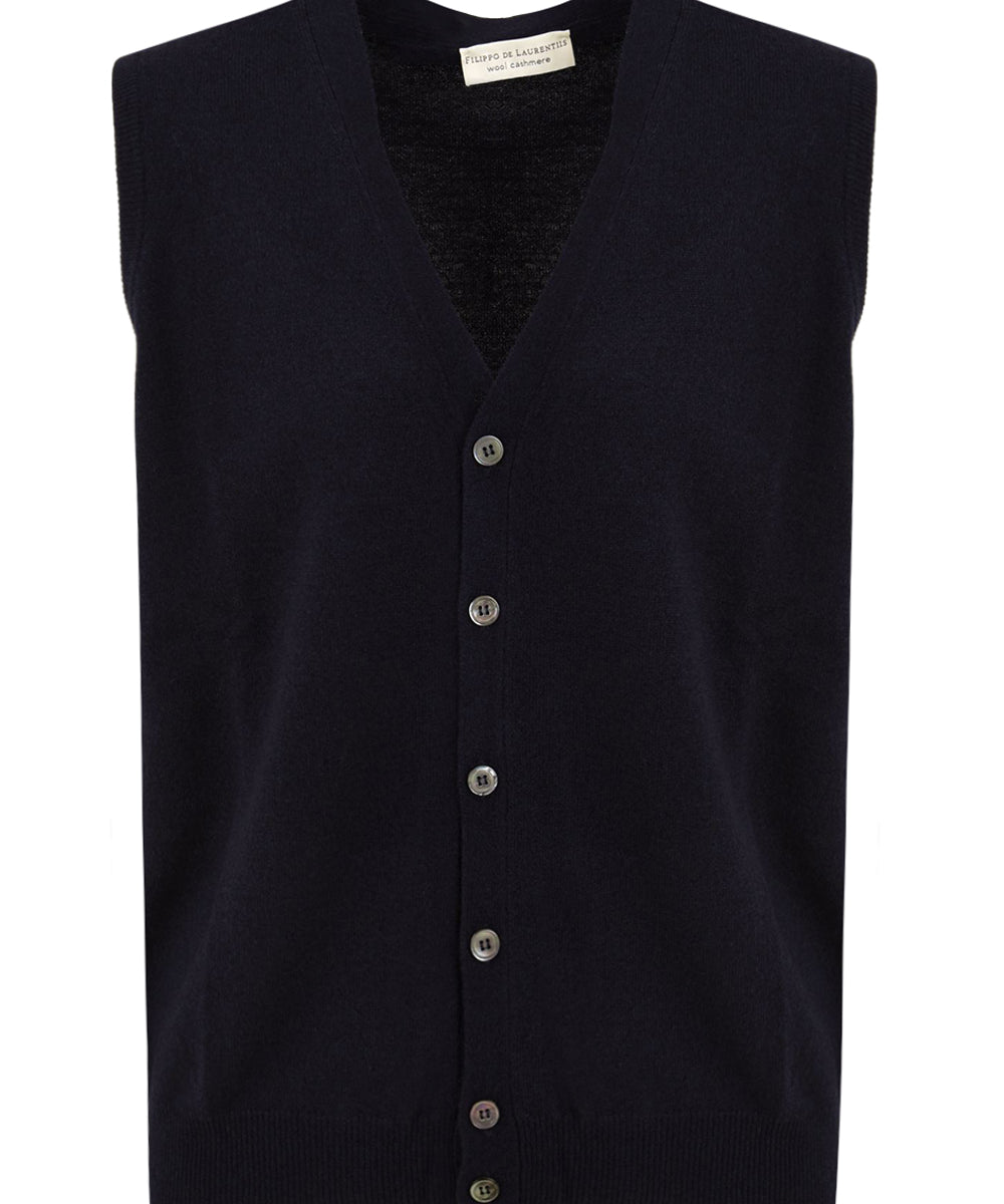 Maglione Gilet in Lana Cashmere FILIPPO DE LAURENTIIS Uomo - Blue