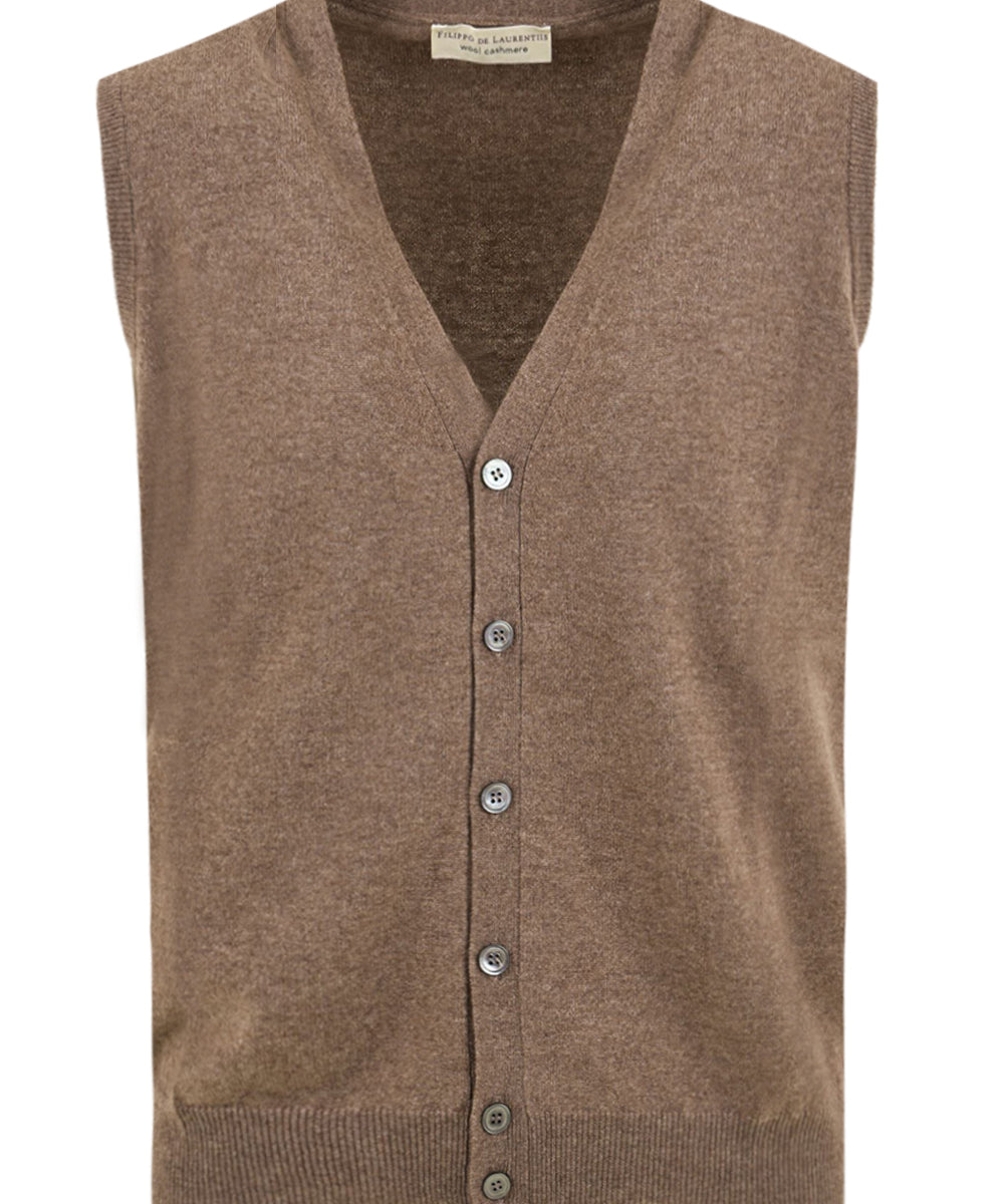 Maglione Gilet in Lana Cashmere FILIPPO DE LAURENTIIS Uomo - Beige