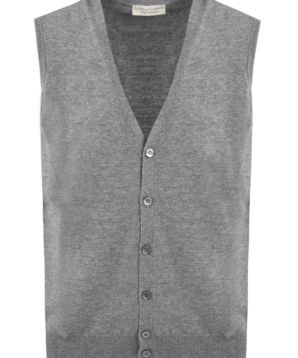 Maglione Gilet in Lana Cashmere FILIPPO DE LAURENTIIS Uomo - Grigio