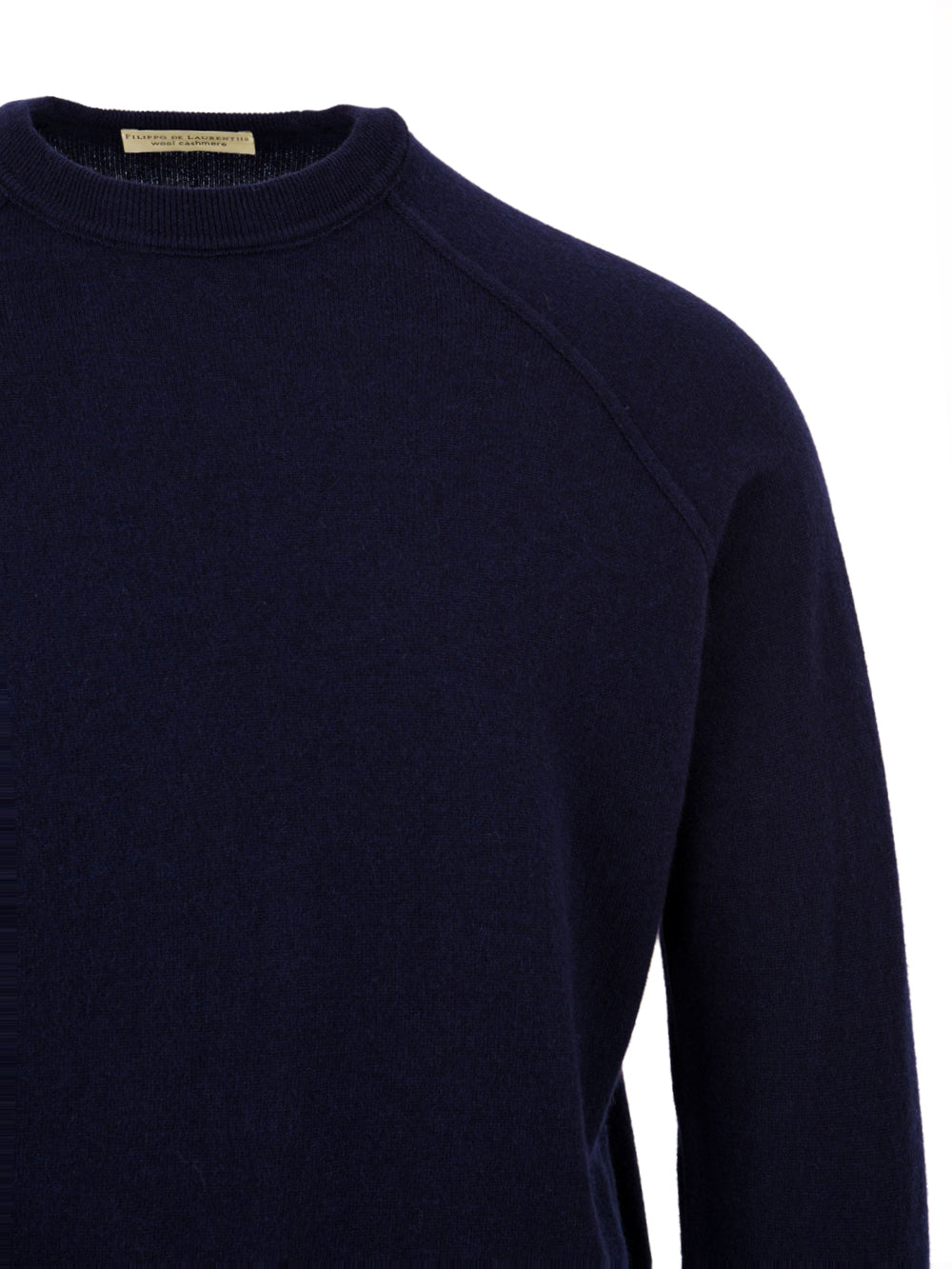 Maglione girocollo raglan Lana Cashmere FILIPPO DE LAURENTIIS Uomo - Blue