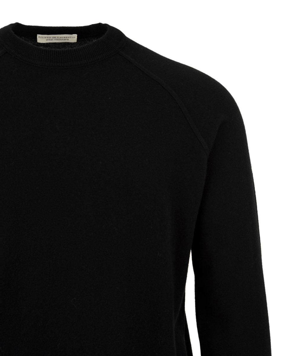 Maglione girocollo raglan Lana Cashmere FILIPPO DE LAURENTIIS Uomo - Nero