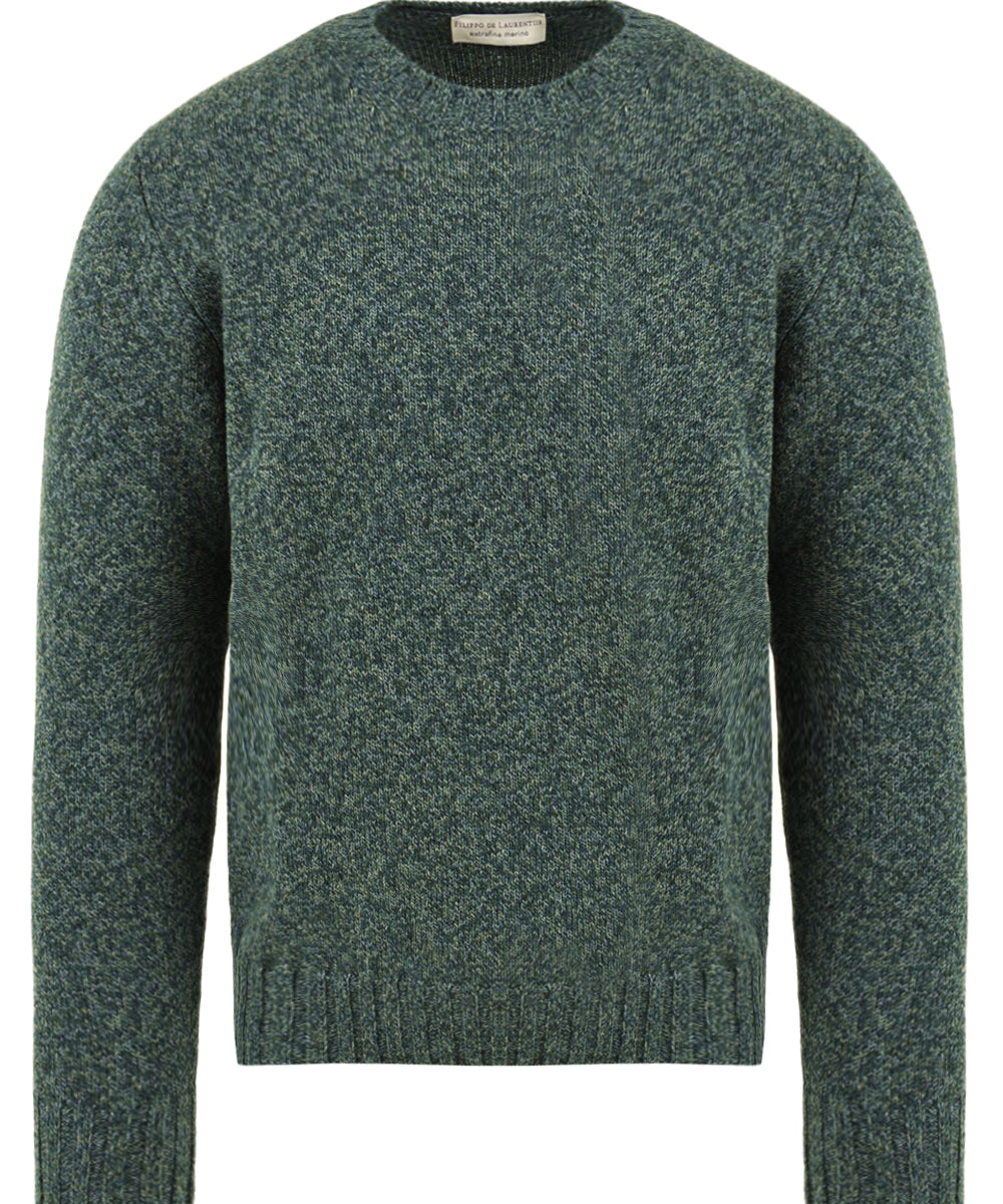 Maglione girocollo Merino extrafine FILIPPO DE LAURENTIIS Uomo - Verde