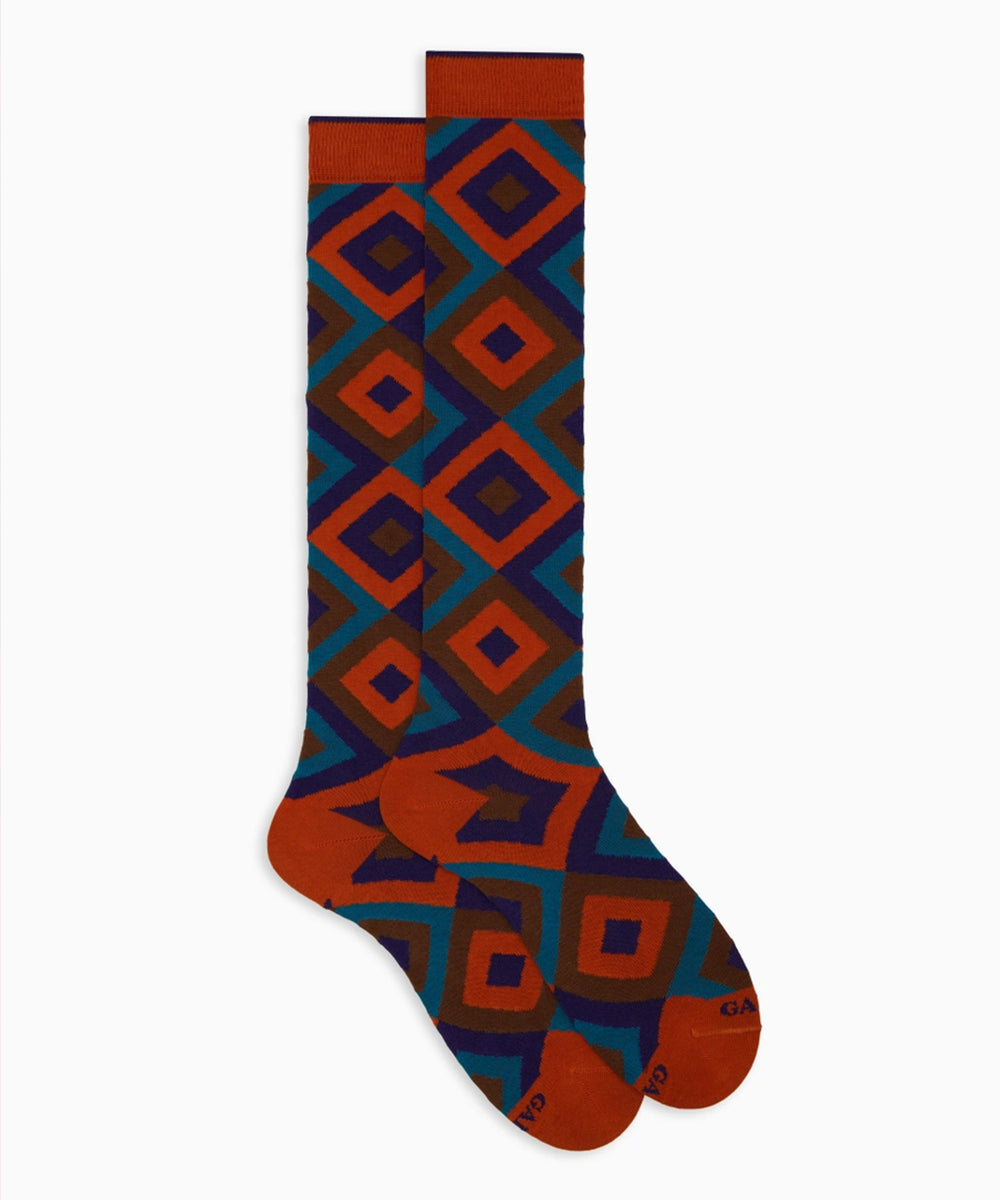 Calze lunghe fantasia rombi GALLO Uomo - Beige