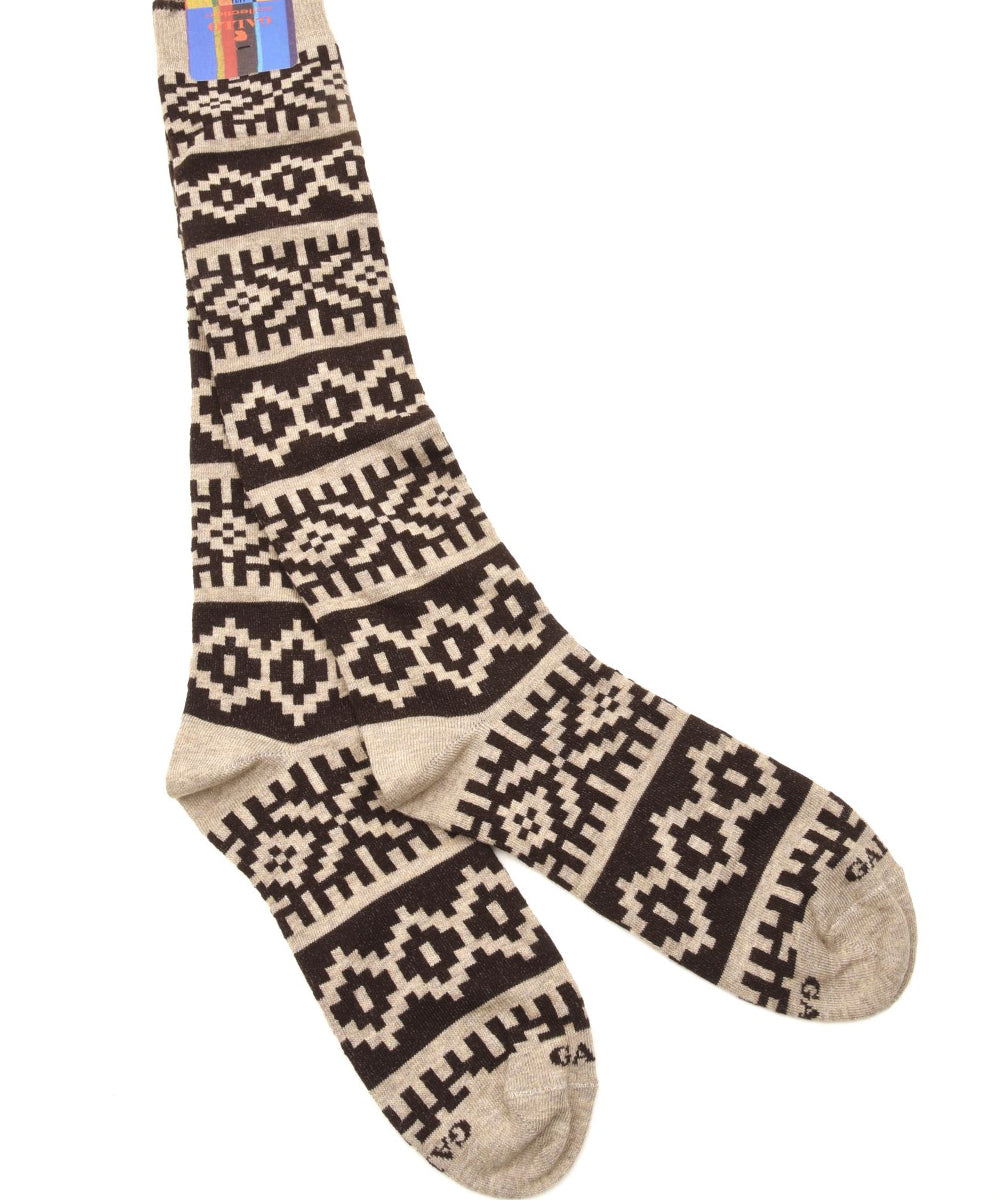 Calze lunghe fantasia greca natalizia GALLO Uomo - Marrone