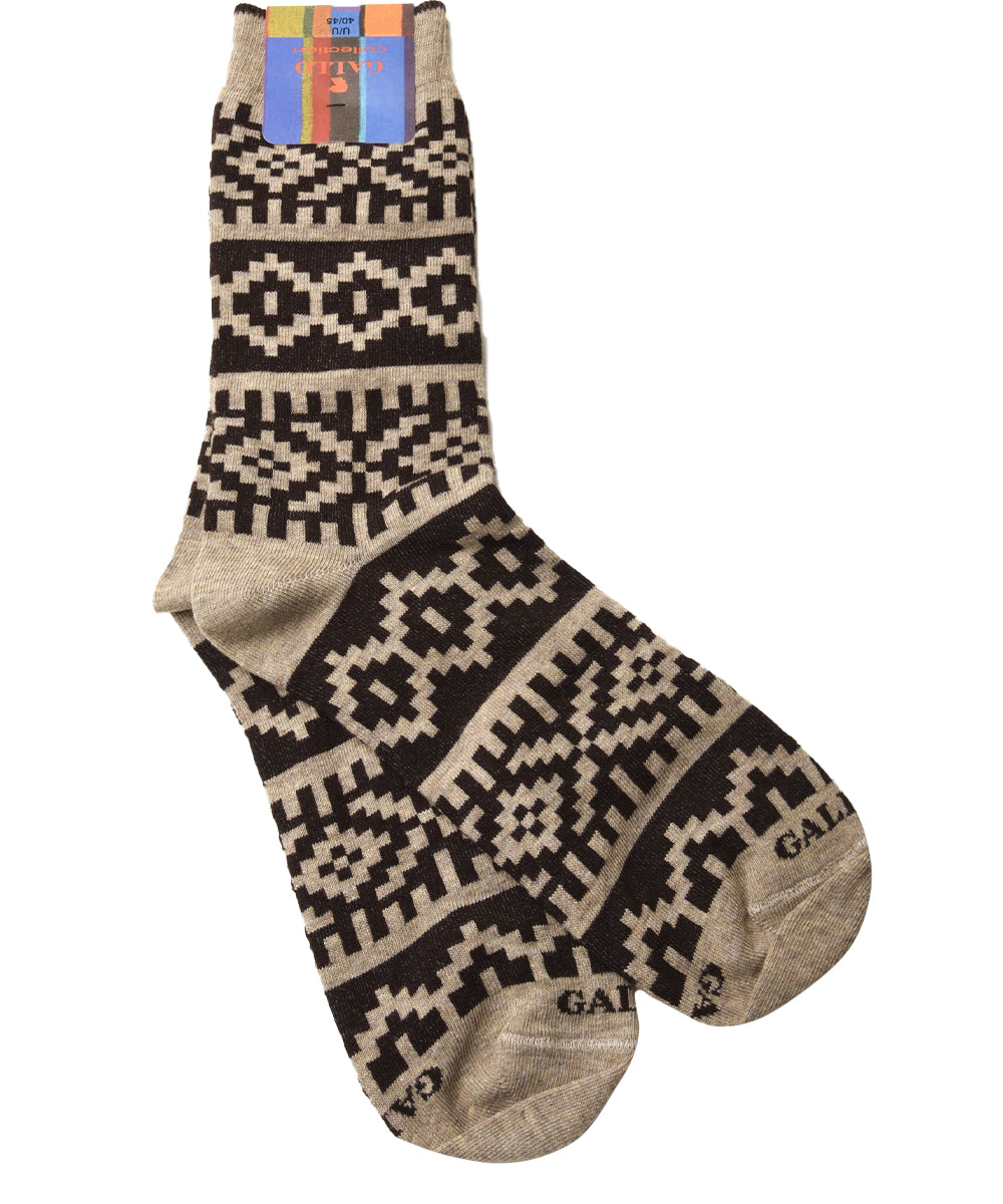 Calze corte fantasia greca natalizia GALLO Uomo - Marrone