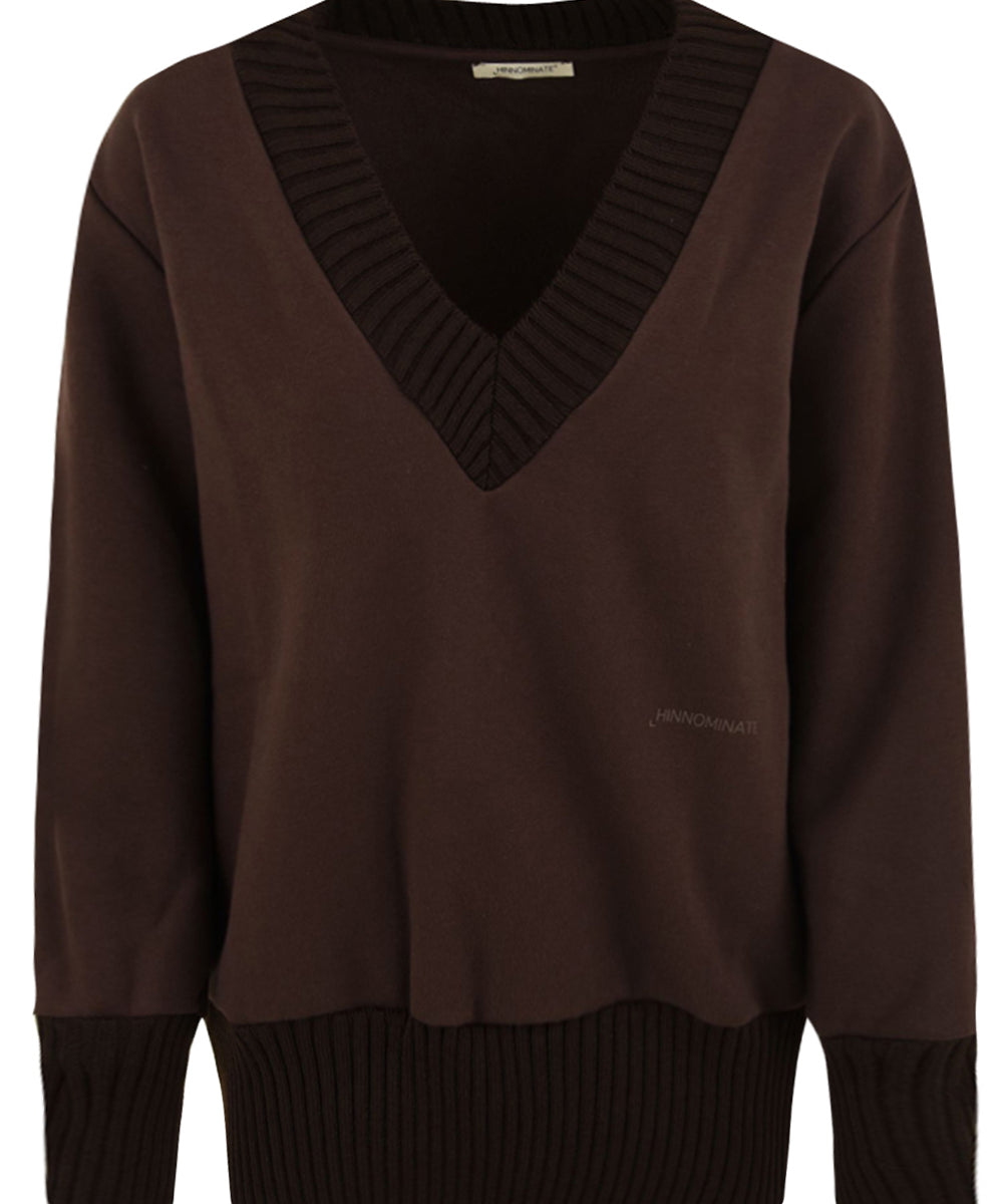 Felpa scollo a V HINNOMINATE Donna - Marrone