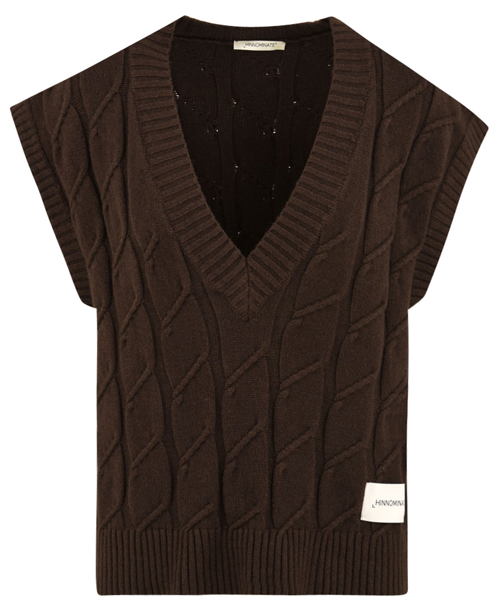 Gilet in maglia con trecce HINNOMINATE Donna - Marrone