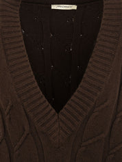 Gilet in maglia con trecce HINNOMINATE Donna - Marrone