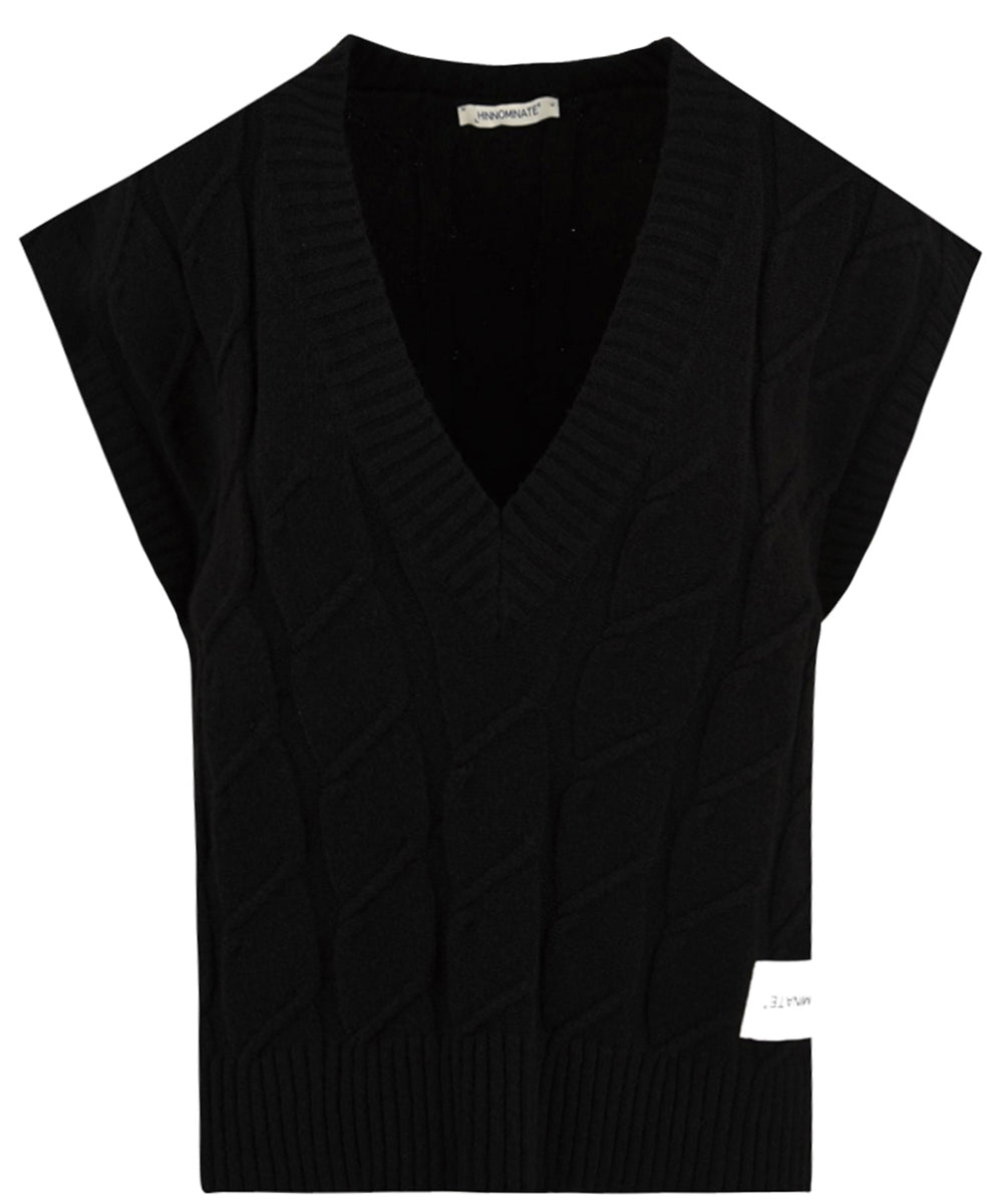 Gilet in maglia con trecce HINNOMINATE Donna - Nero