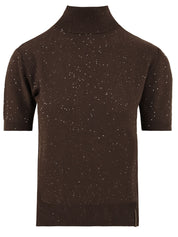 Maglia dolcevita mezza manica con paillettes HINNOMINATE Donna - Marrone