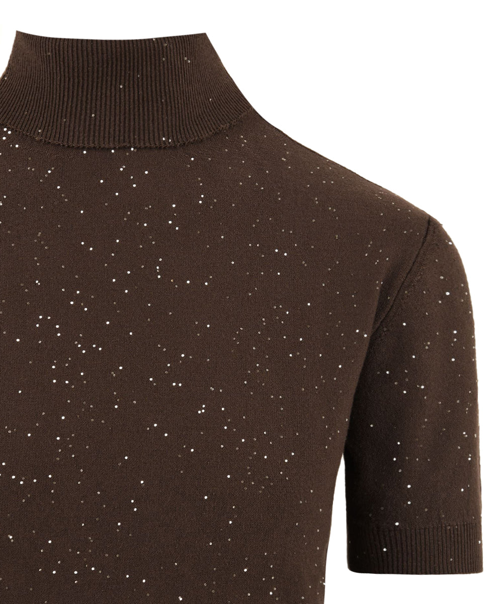 Maglia dolcevita mezza manica con paillettes HINNOMINATE Donna - Marrone