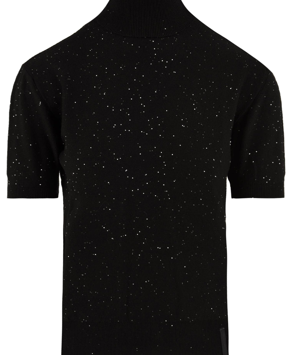 Maglia dolcevita mezza manica con paillettes HINNOMINATE Donna - Nero