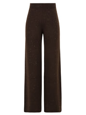 Pantalone dritto in maglia con paillettes HINNOMINATE Donna - Marrone