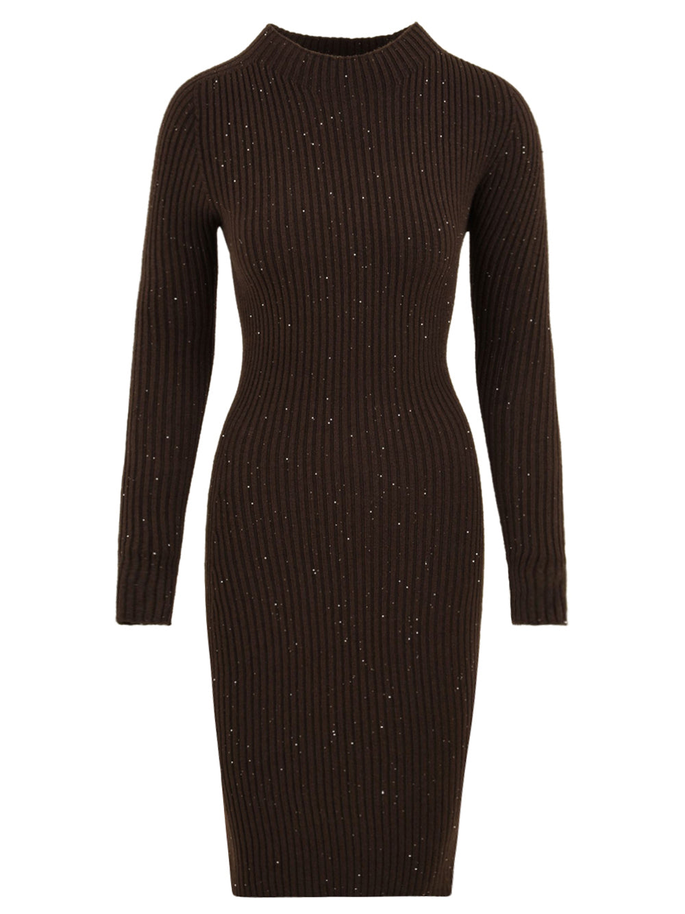 Abito lupetto in costina con pailettes HINNOMINATE Donna - Marrone