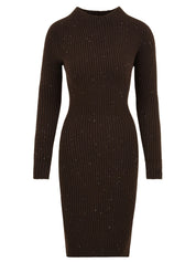 Abito lupetto in costina con pailettes HINNOMINATE Donna - Marrone