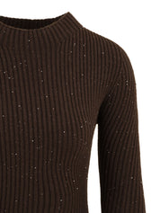 Abito lupetto in costina con pailettes HINNOMINATE Donna - Marrone