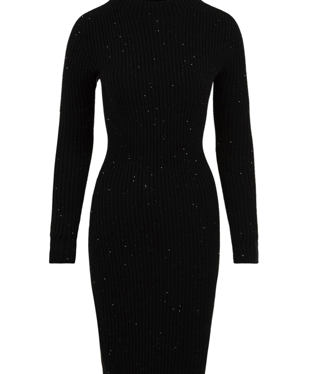 Abito lupetto in costina con pailettes HINNOMINATE Donna - Nero