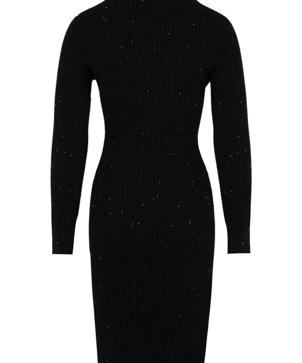 Abito lupetto in costina con pailettes HINNOMINATE Donna - Nero