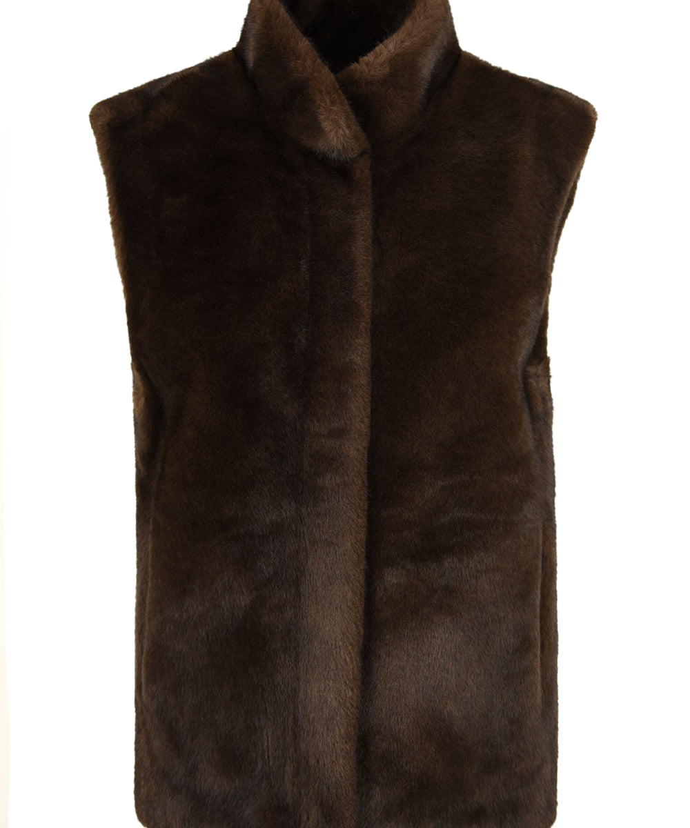 Gilet a collo alto LOU ANDREA Donna - Marrone