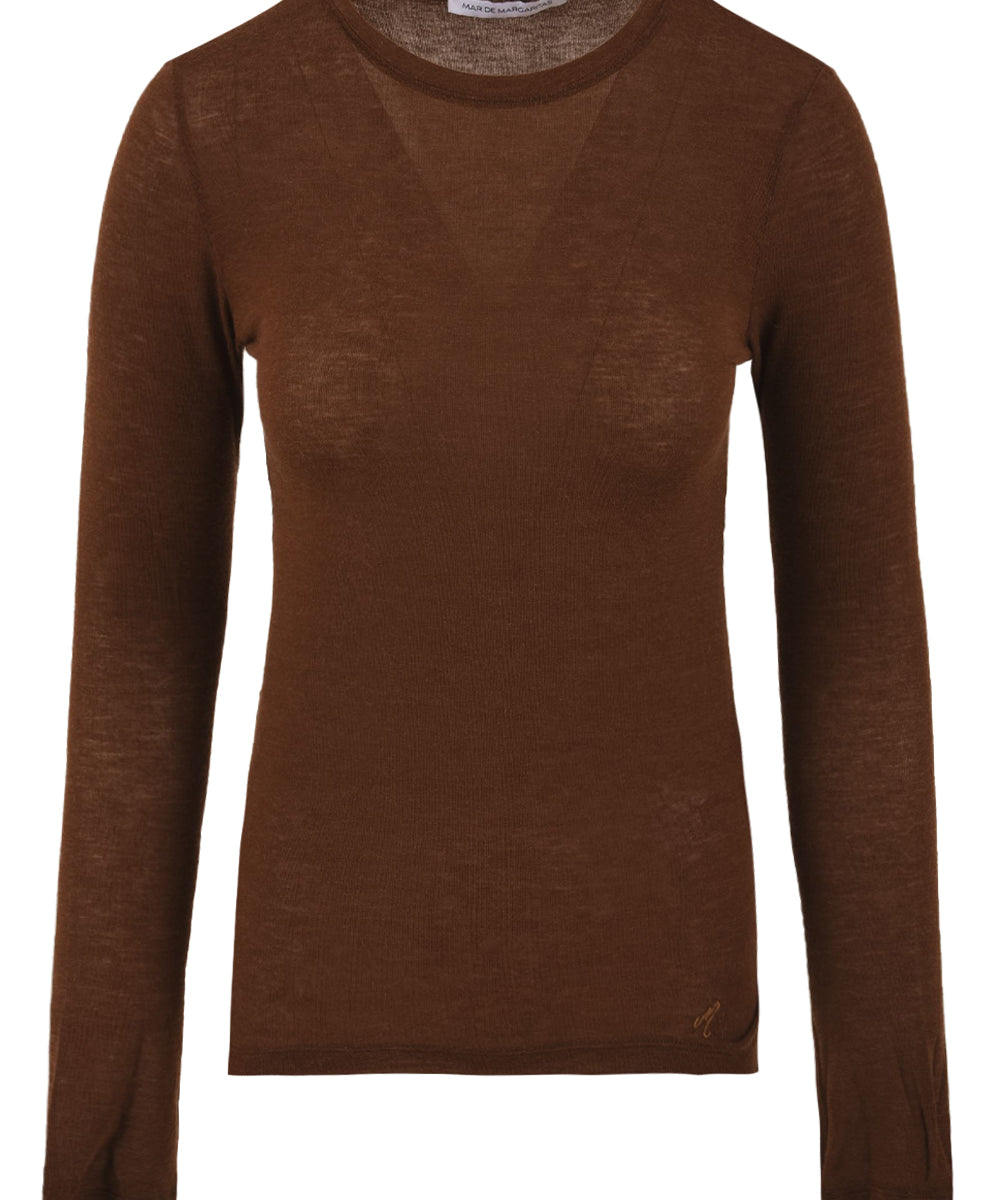 Maglia Girocollo in maglina luce MAR DE MARGARITAS Donna - Marrone