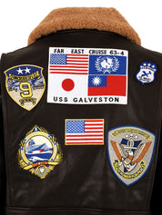 Giubbotto Super Vintage Leather Fur Collar TOP GUN Uomo - Marrone