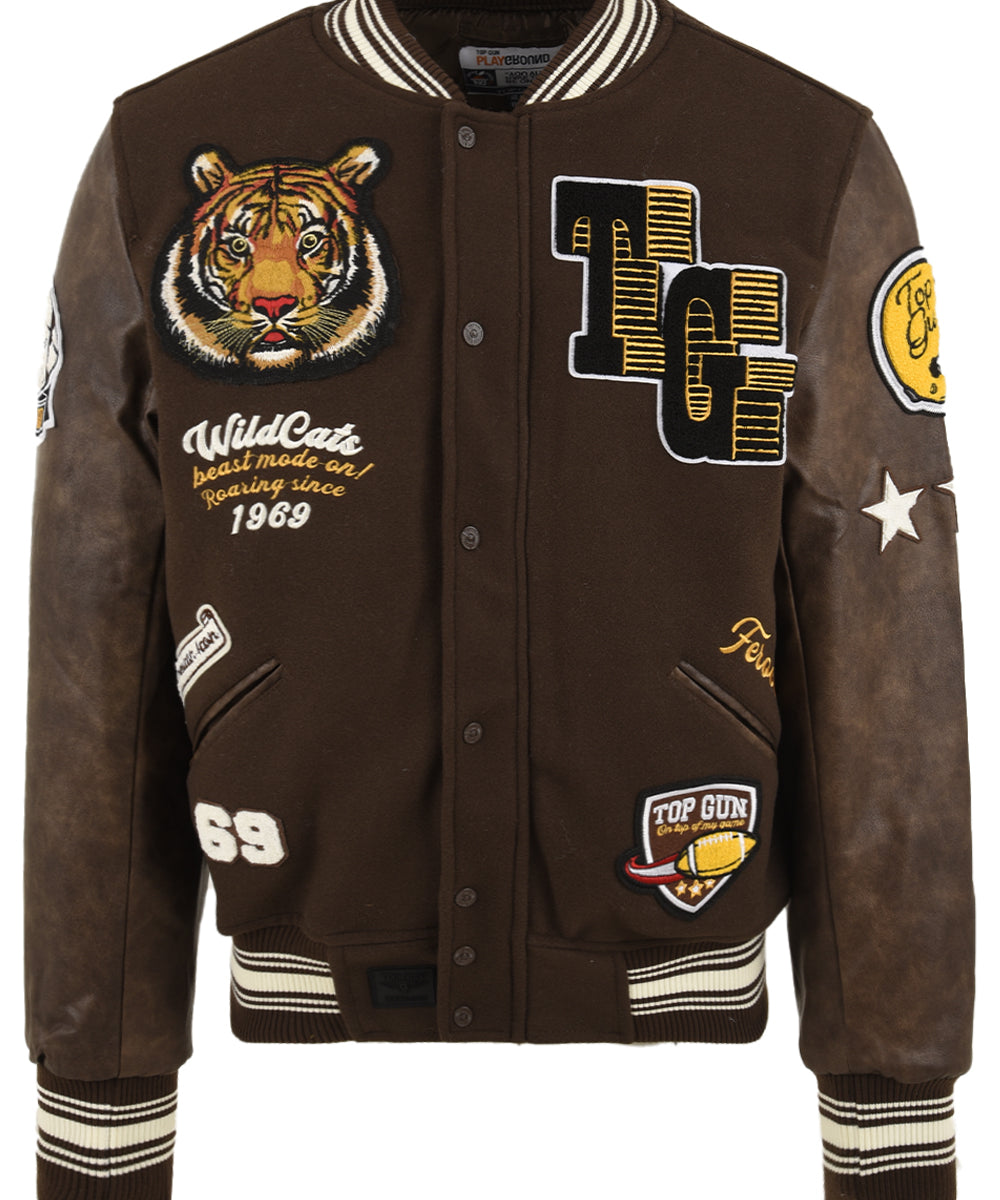 Bomber University Wildcats TOP GUN Uomo - Marrone
