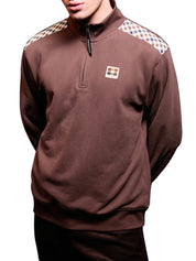 Felpa Check shoulder 1/4 zip fleece AQUASCUTUM Uomo - Marrone