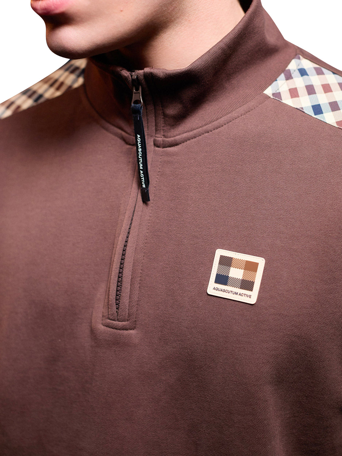Felpa Check shoulder 1/4 zip fleece AQUASCUTUM Uomo - Marrone