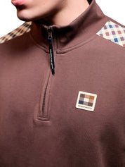 Felpa Check shoulder 1/4 zip fleece AQUASCUTUM Uomo - Marrone