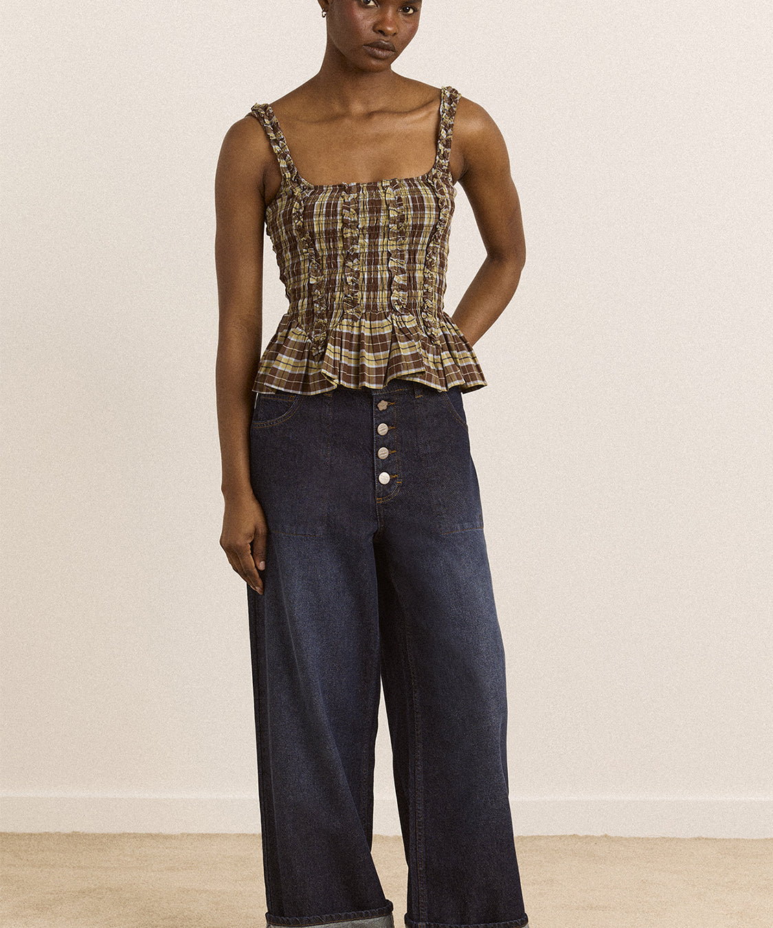 Canotta Raphi Cami DAMSON MADDER Donna - Cocoa Check