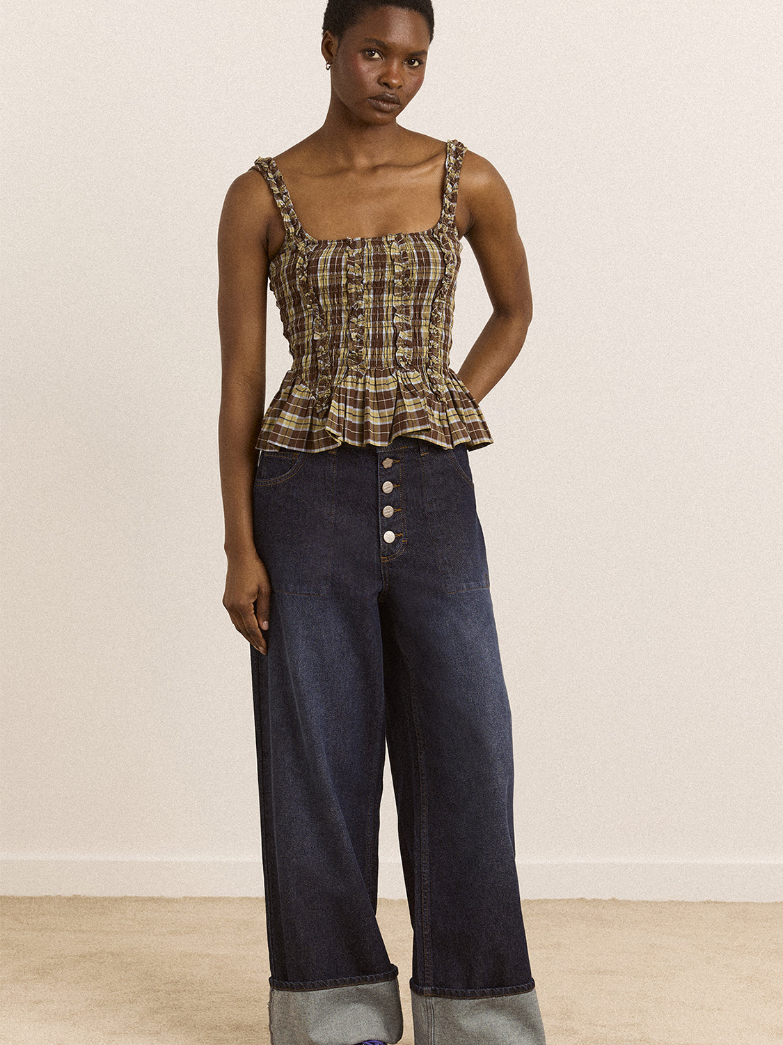 Canotta Raphi Cami DAMSON MADDER Donna - Cocoa Check