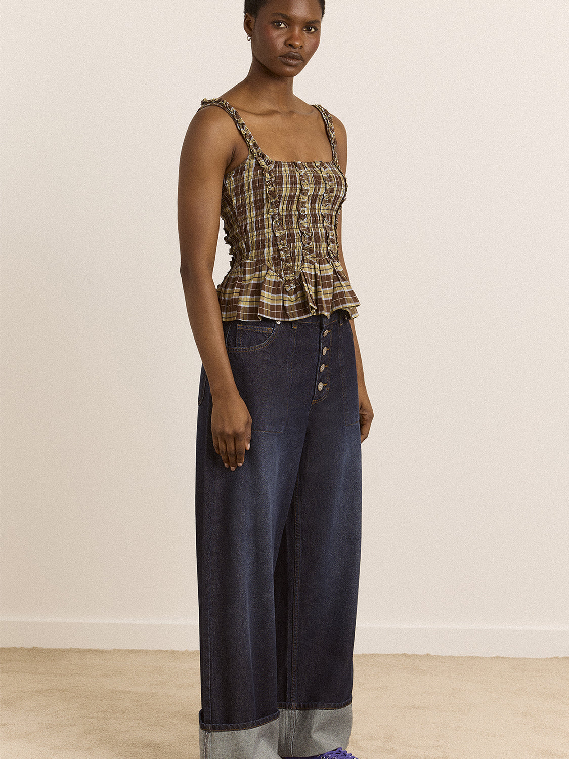 Canotta Raphi Cami DAMSON MADDER Donna - Cocoa Check