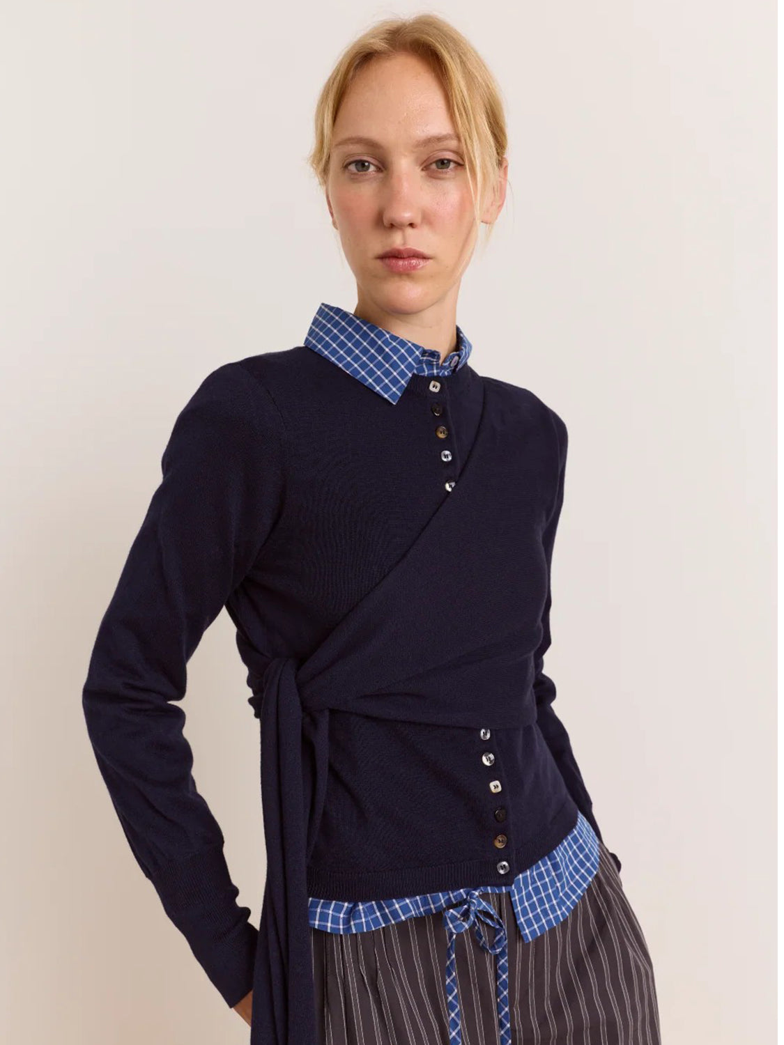 Cardigan Venna Wrap Merino Wool DAMSON MADDER Donna - Blue