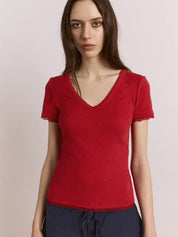 T-shirt Paige V-Neck DAMSON MADDER Donna - Rosso