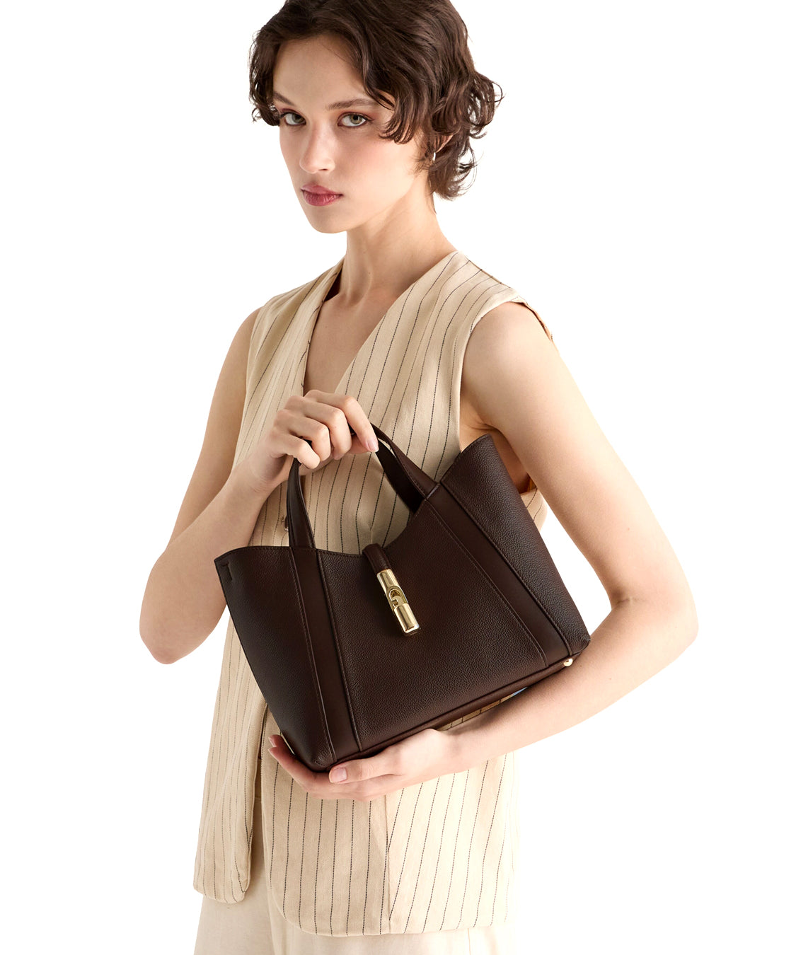 Borsa a mano con tracolla Goccia Shopping S FURLA Donna - Marrone
