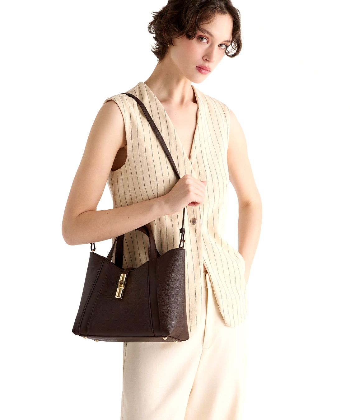 Borsa a mano con tracolla Goccia Shopping S FURLA Donna - Marrone