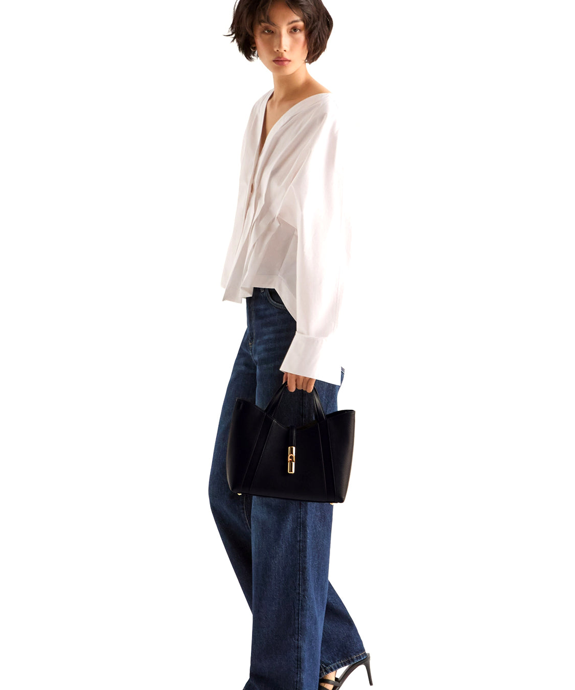 Borsa a mano con tracolla Goccia Shopping S FURLA Donna - Nero