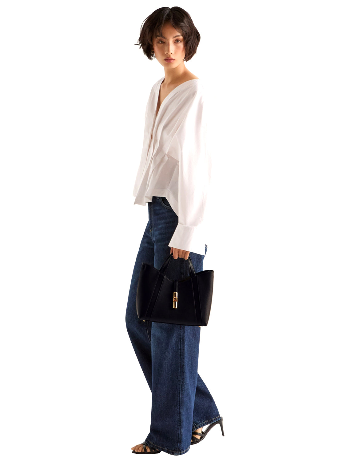 Borsa a mano con tracolla Goccia Shopping S FURLA Donna - Nero